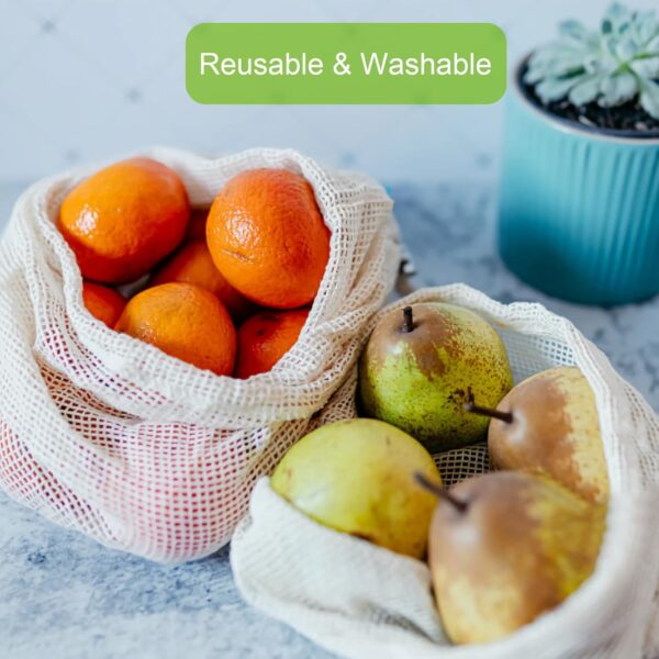 Reusable Produce Bags Grocery Washable - Cotton Organic Mesh Bags Muslin Bags with Drawstring Onion Bags - Image 19