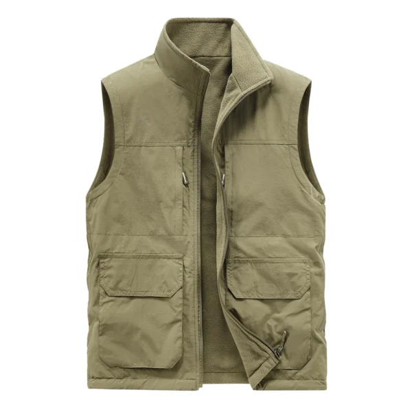 Sleeveless Vestes Jacket For Man Loose Fit Workwear Stand Neck Vest