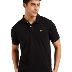 Men's Plain Regular Fit Cotton Polo Allen Solly (AMKP317G04249_Jet Black_Large)