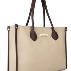 Womens Textured Shoulder Tote Bag (Beige) at Shopsyday.com