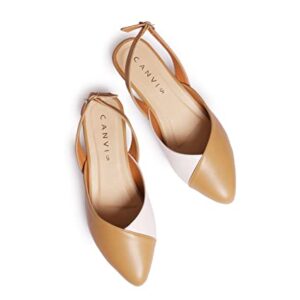 Buy CANVI Stylish | Fancy | Comfortable Women's Ethnic Flats Sandals for Women and Girl, Synthetic Leather Sandals Casual Summer Beach Shoes Sandal (Beige, Numeric_6) at Shopsyday.com