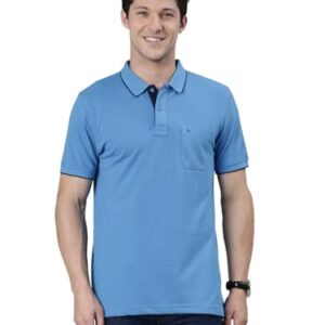 Buy Classic Polo Men's Solid Half Sleeve Regular Fit Cotton Blend Polo T-Shirt Blue at Shopsyday.com