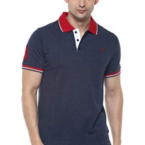 AMERICAN CREW Cottonpoly Solid Regular Fit Polo T-Shirt With No.3 Applique For Men (Ac379-3Xl_Navy Melange)  Shopsyday.com: Men Clothing