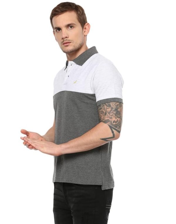 AMERICAN CREW Men's Polo T-Shirt (AC164-M_Ecru Melange & Charcoal Melange)  Shopsyday.com: Men Clothing - Image 2