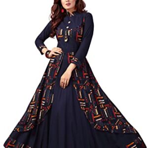 madhuram textiles Women's Rayon Regular Fit Anarkali Kurti (MA-2082 XL_Navy Blue_X-Large)  Shopsyday.com: Women Clothing