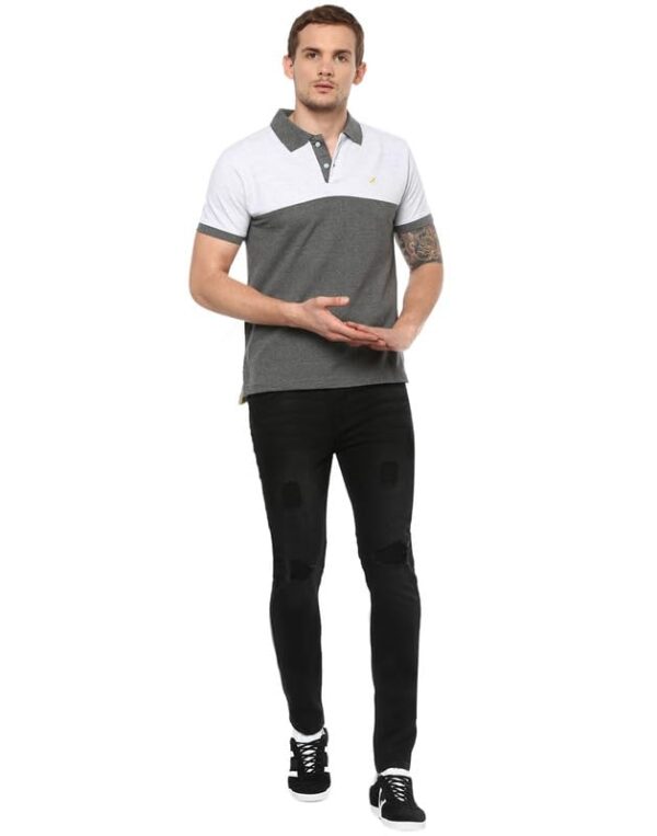 AMERICAN CREW Men's Polo T-Shirt (AC164-M_Ecru Melange & Charcoal Melange)  Shopsyday.com: Men Clothing - Image 5