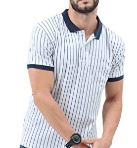 Buy fanideaz Mens Branded Cotton Vertical Striped Relaxed Fit Polo Half Sleeve Tshirt For Mens | Polo Tshirt For Men | Casual T Shirt For Men_Navyblue_5026_M at Shopsyday.com
