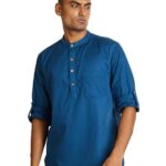 Men's Cotton Regular Fit Casual Kurta (SYMETHSKUR-2_Sailor Blue_S) at Shopsyday.com