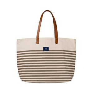 Canvas Tote Bag for Women AQVA Striped Cotton | Large Capacity | Stylish Multipurpose Shoulder Bag with Zipper and Inner Pockets | Hand Bag for Laptop, Office, Shopping, & Travel (Kraft)  Shopsyday.com: Women Exclusive Bags