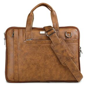 Buy K London 14 Inches Slim Tan Vegan Leather ExpShopsyday.comandable Unisex Laptop | MacBook Shoulder | Messenger | Office | Travel | Business Bag for Men & Women(1808-tan) at Shopsyday.com