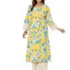 Buy rytras Women's Cotton Printed A-Line Kurta with Pant Set (RYT563,Yellow,XL) at Shopsyday.com