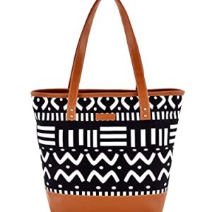 Women White Black Printed Canvas Tote Bag  Shopsyday.com: Women Exclusive Bags