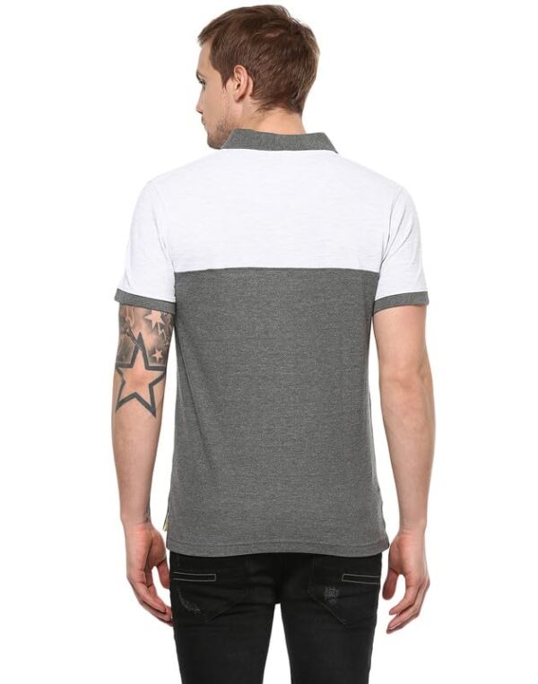 AMERICAN CREW Men's Polo T-Shirt (AC164-M_Ecru Melange & Charcoal Melange)  Shopsyday.com: Men Clothing - Image 3