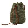 Tote Bag Drawstring Womens Straw Wicker Handmade Boho Summer Beach  (Green)