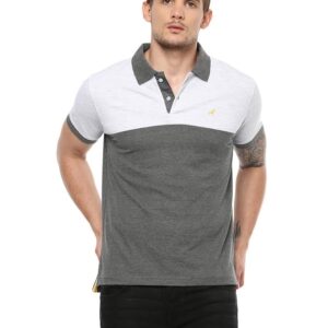 AMERICAN CREW Men's Polo T-Shirt (AC164-M_Ecru Melange & Charcoal Melange)  Shopsyday.com: Men Clothing