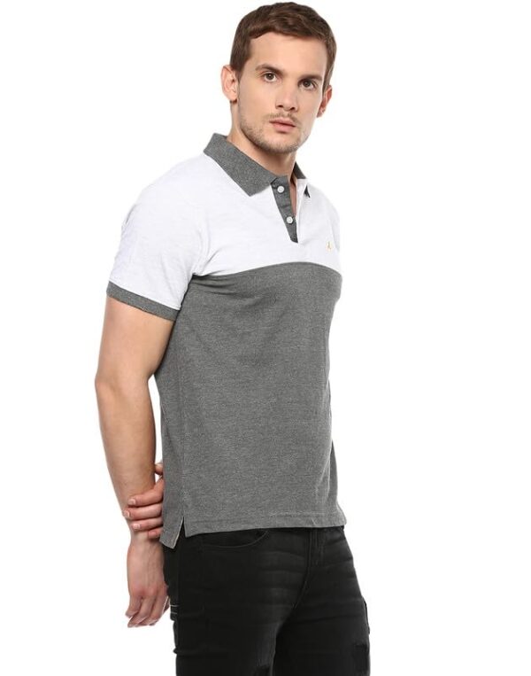 AMERICAN CREW Men's Polo T-Shirt (AC164-M_Ecru Melange & Charcoal Melange)  Shopsyday.com: Men Clothing - Image 4