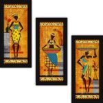 Abstract Paintings for Home Living Room Bedroom and Office - Framed Modern Art with Glass - Set of 3-Multicolour Shopsyday.com: Home Decor