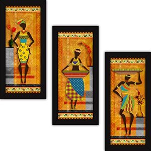 Abstract Paintings for Home Living Room Bedroom and Office - Framed Modern Art with Glass - Set of 3-Multicolour Shopsyday.com: Home Decor