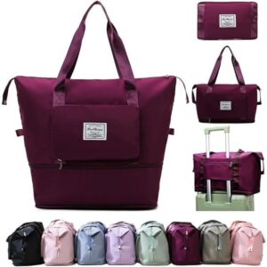 Buy Wazdorf 41 Liter Expandable Travel Bags for Women, Duffle Bags for Women Luggage, Foldable Vanity Traveling Bag, Waterproof Hand Bag for Ladies Personal Items (Wine) at Shopsyday.com