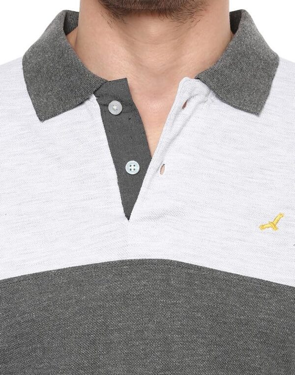 AMERICAN CREW Men's Polo T-Shirt (AC164-M_Ecru Melange & Charcoal Melange)  Shopsyday.com: Men Clothing - Image 7