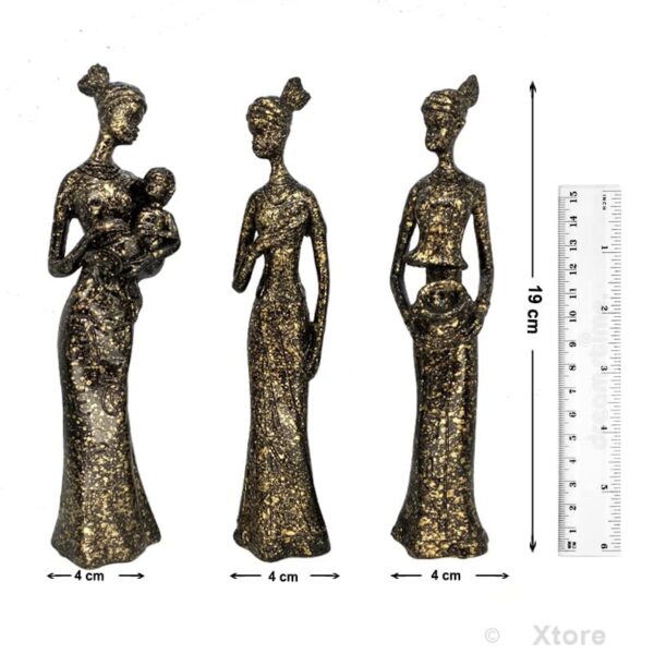 African Tribal Women Art Piece Beautiful Finish Uniquely Hand Crafted Home Decor - (Set of 3, Black and Golden Color) Online at Low Prices in India - Image 2