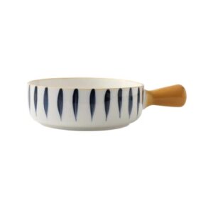 Buy Ceramic Snack Bowl with Handle | White & Blue Serving Bowl with Yellow Handle | Microwave & Dishwasher Safe Big Bowl Perfect for Snacks, Noodles, Salads, Soup, Baking (700ml) Online at Low Prices in India - Shopsyday.com