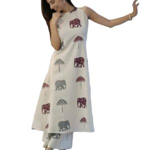 Buy ANNI DESIGNER Women's Rayon Viscose A-Line Printed Kurta with Palazzo (SURAI White_S_White_Small) at Shopsyday.com