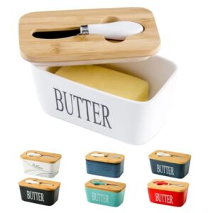 Buy Ceramic Butter Dish With Lid for Countertop - Covered Holder With Knife for Refrigerator, Airtight Keeper Container Storage With Silicone Sealing for East West Coast Butter, White Online at Low Prices in India - Shopsyday.com