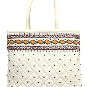 Buy srishopify handicrafts Women Handbag Small Size Banjara Traditional Mini Handle Bag handmade Hand Purse Cotton 9x7x3 Inch Size original Beads Thread Work (white handbag) at Shopsyday.com
