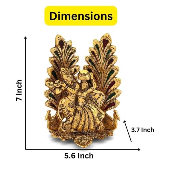 Buy Collectible India Peacock Design Radha Krishna Idol Showpiece with Diya for Puja and Home Decor (8 x 6 Inches), Metal, Gold (1 Piece) Online at Low Prices in India - Shopsyday.com - Image 2