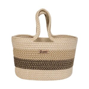 Pano Polypropelyene Multi-purpose Storage Hand Bag, Attractive Hand Bag, Large Tote Basket, Organizer, Beach Bags for Women, Boho Basket, Used For Storage, 1 Piece, Brown, FIORIS  Shopsyday.com