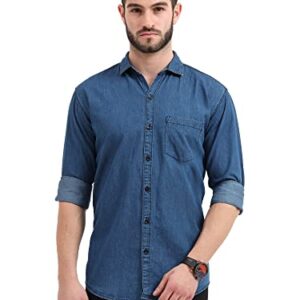 Cotton Men's Casual Light-Blue Denim Shirt (Siglightdenimm_Light Blue_Medium, Regular Fit)  Shopsyday.com: Men Winter Exclusive