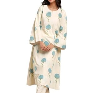Women's Rayon Viscose Printed Straight Kurta with Pant (Janya Sky_L_Sky Blue_Large) at Shopsyday.com