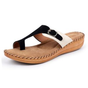 Extra Soft Slippers for Women | Orthopedic Diabetic Footwear with Cushioned Insole | Lightweight & Comfortable Ladies Chappals with Toe Ring and Adjustable Buckle (CREAM-BLACK, 5 UK)  Shopsyday.com: Women Footwear