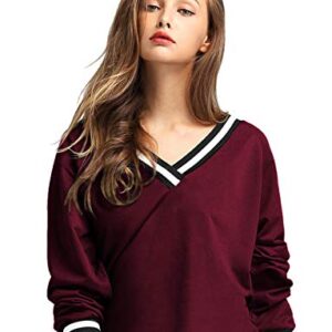 Buy Women's Plain Long Sleeve Cotton Tshirt (Wine, X-Large) at Shopsyday.com: Women Clothing