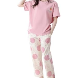 Buy Womens Korean Night Dress | Full Pyjama Set |Korean Nightsuit | Women Nightwear |Round Neck Full Sleeve Nightsuit | Loungewear | Everyday Nightdress (ND-10-PINK-S) at Shopsyday.com